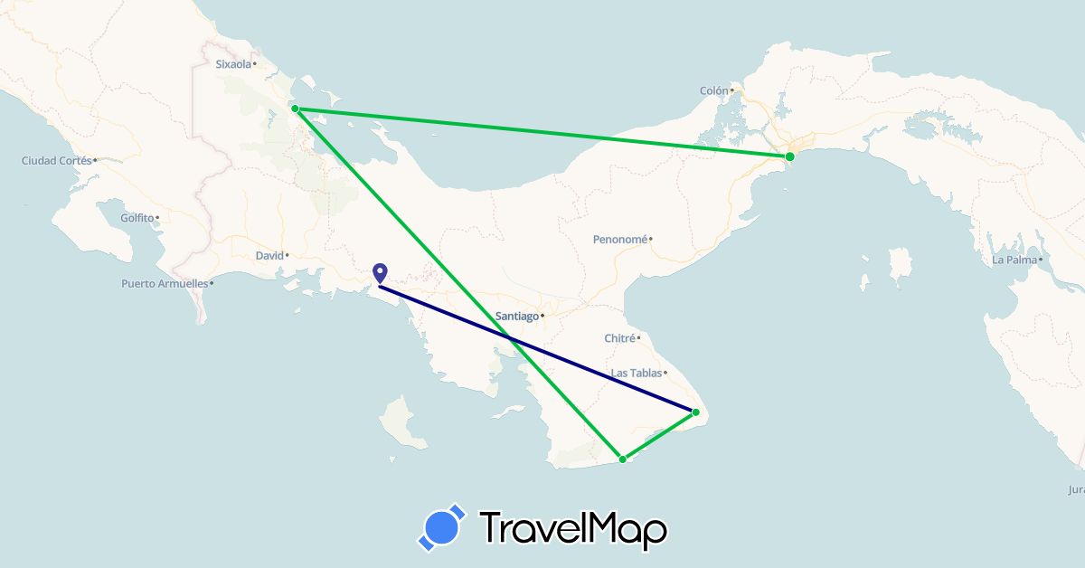 TravelMap itinerary: driving, bus in Panama (North America)